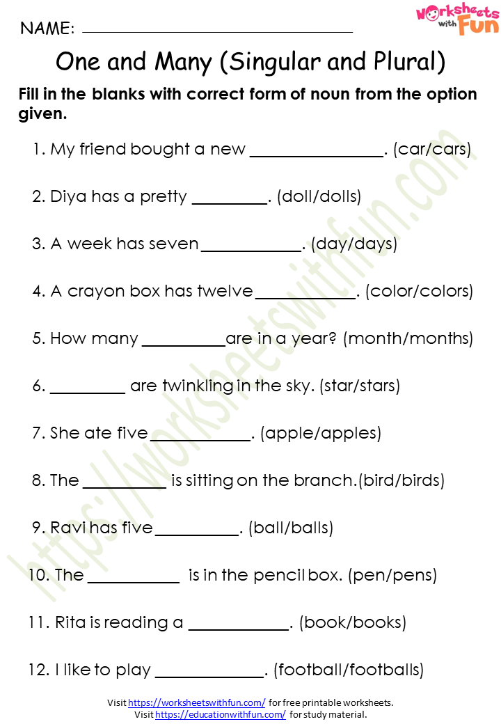 Singular And Plural Nouns Online Exercise For Grade 3 Printable 